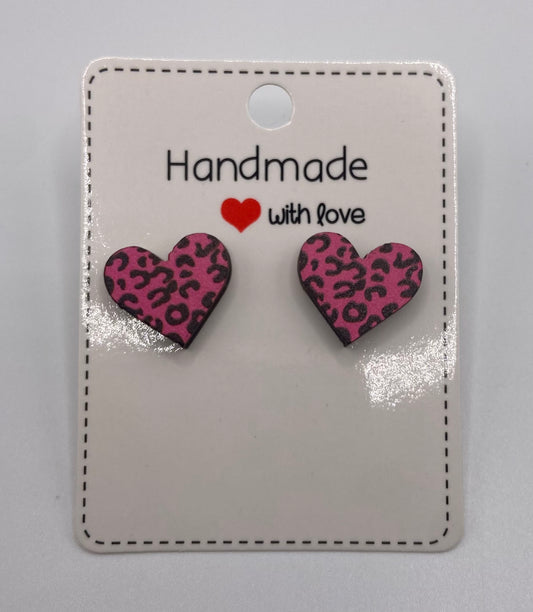 Pink Cheetah Post Earrings