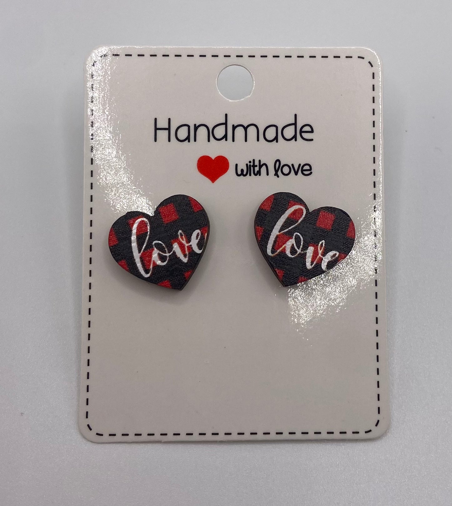 Plaid Heart Post Earrings