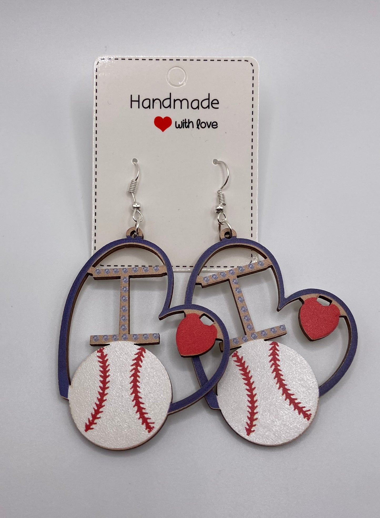 I love Baseball Dangle Earrings