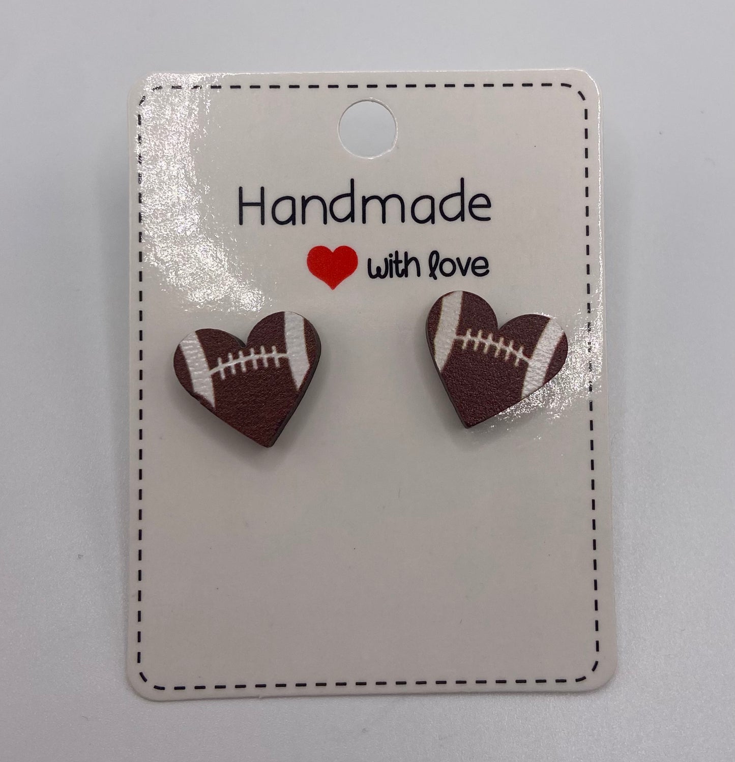 Football Heart Post Earrings