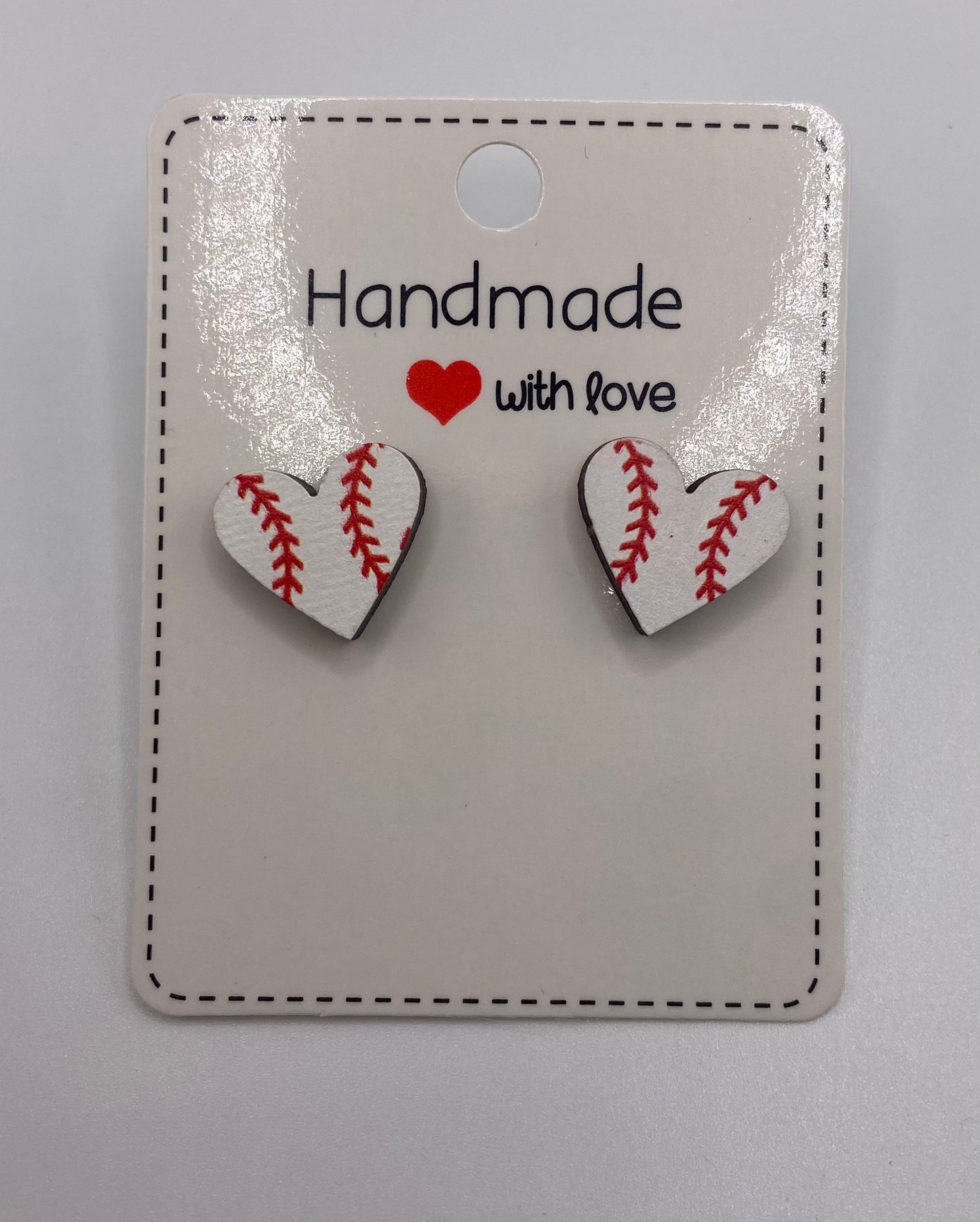 Baseball Heart Post Earrings